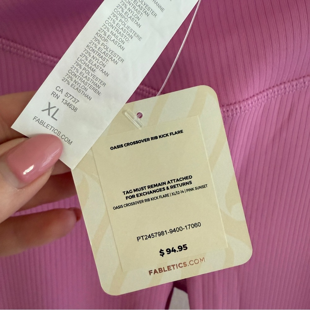 NWT FABLETICS Oasis Rib high waist Crossover Kick Flare pink size XL sporty - Picture 4 of 7